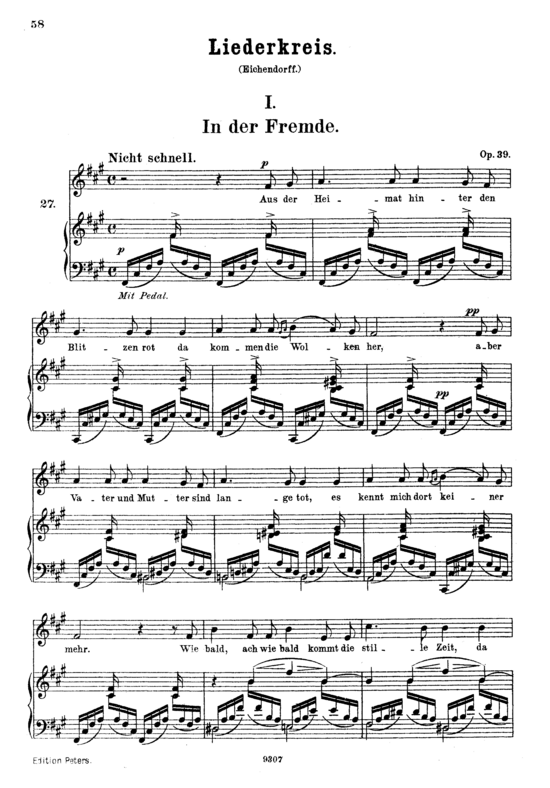 In der Fremde Op.39 No.1 (Gesang hoch + Klavier) (Klavier  Gesang hoch) von Robert Schumann