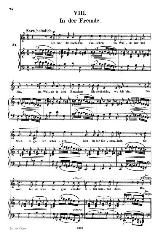 In der Fremde Op.39 No.8 (Gesang hoch + Klavier) (Klavier  Gesang hoch) von Robert Schumann