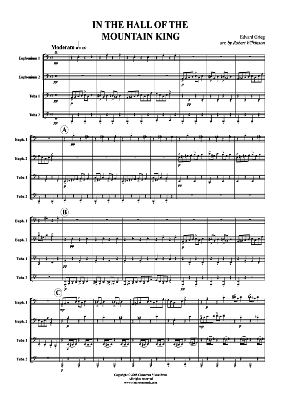 In der Halle des Bergk ouml nigs (Tuba Quartett 2x Bariton 2xTuba) (Quartett (Tuba)) von Edvard Grieg (aus Peer-Gynt-Suite op. 46)