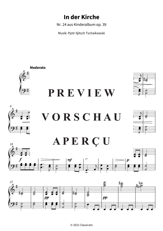 In der Kirche - Nr. 24 aus Kinderalbum op. 39 (Klavier Solo) (Klavier Solo) von Pjotr Iljitsch Tschaikowski
