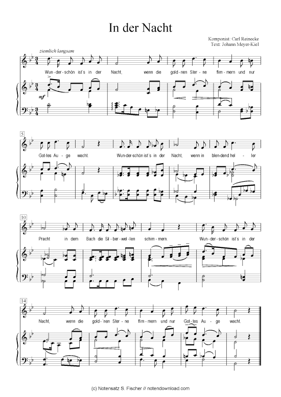 In der Nacht (Klavier + Gesang) (Klavier  Gesang) von Carl Reinecke  Johann Meyer-Kiel