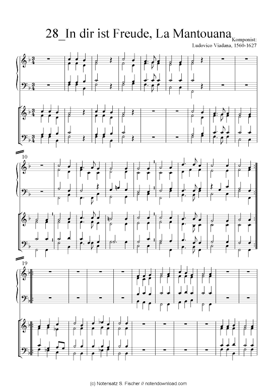 In dir ist Freude La Mantouana (Quartett in C) (Quartett (4 St.)) von Ludovico Viadana 1560-1627