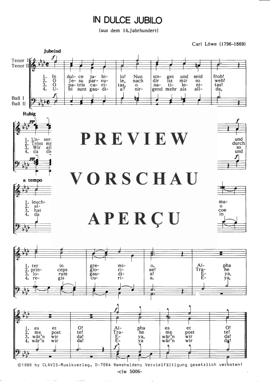 In dulce Jubilo (M auml nnerchor) (M nnerchor) von Carl Loewe