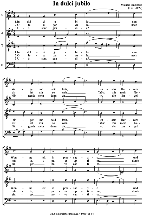 In dulci jubilo (Gemischter Chor) (Gemischter Chor) von Michael Praetorius