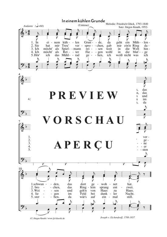 In einem k hlen Grunde (Untreue) (Gemischter Chor) (Gemischter Chor) von Friedrich Gl ck 1793-1840  Satz J rgen Knuth 1952-