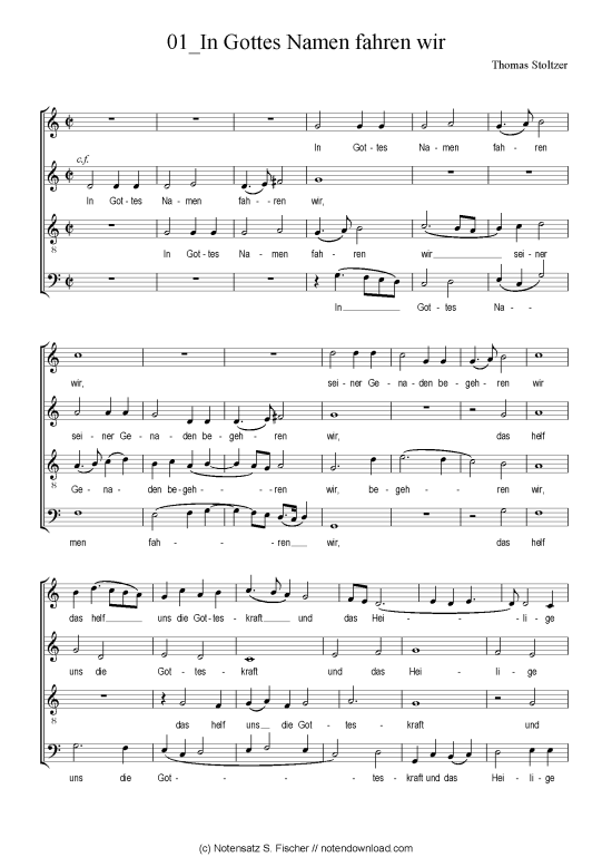 In Gottes Namen fahren wir (Gemischter Chor) (Gemischter Chor) von Thomas Stoltzer (1450-1526)
