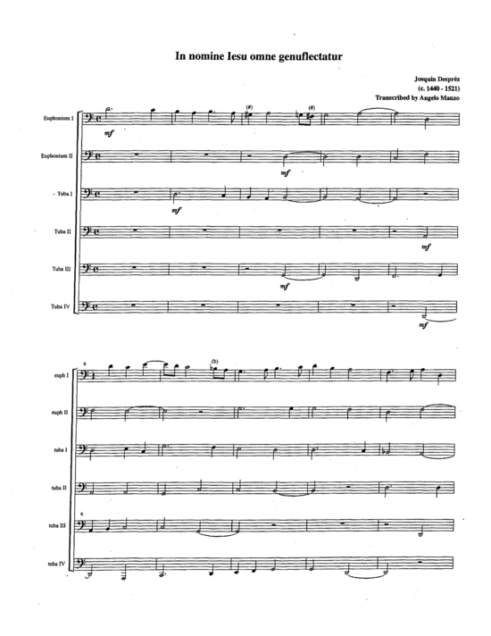 In Nomine Lesu Omne Gen (Tuba Ensemble EETTTT) (Ensemble (Blechbl ser)) von Josquin Desprez