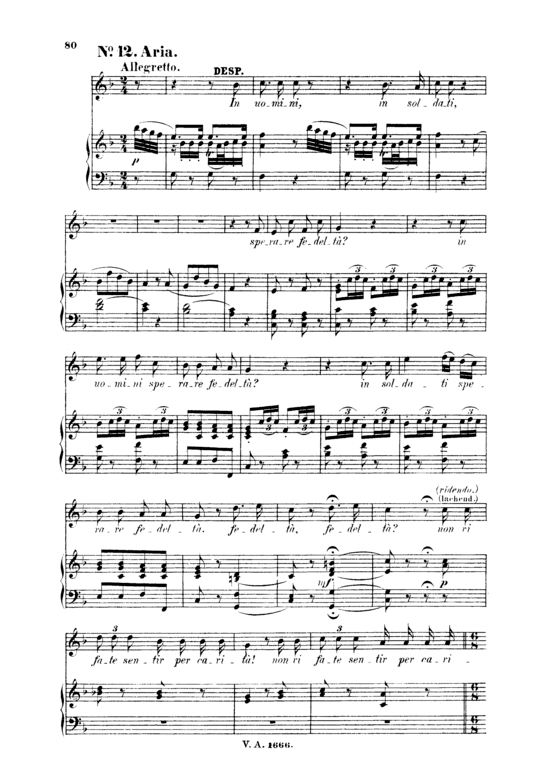 In uomini in soldati (Klavier + Sopran Solo) (Klavier  Sopran) von W. A. Mozart (K.588)