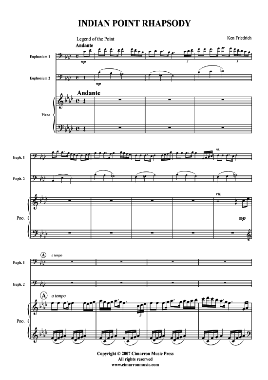 Indian Point Rhapsody (2x Bariton Posaune + Klavier) (Trio (Klavier  2 St.)) von Kenneth Friedrich