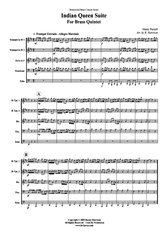 Indian Queen Suite (Blechbl serquintett) (Quintett (Blech Brass)) von Henry Purcell (arr. Harrison)