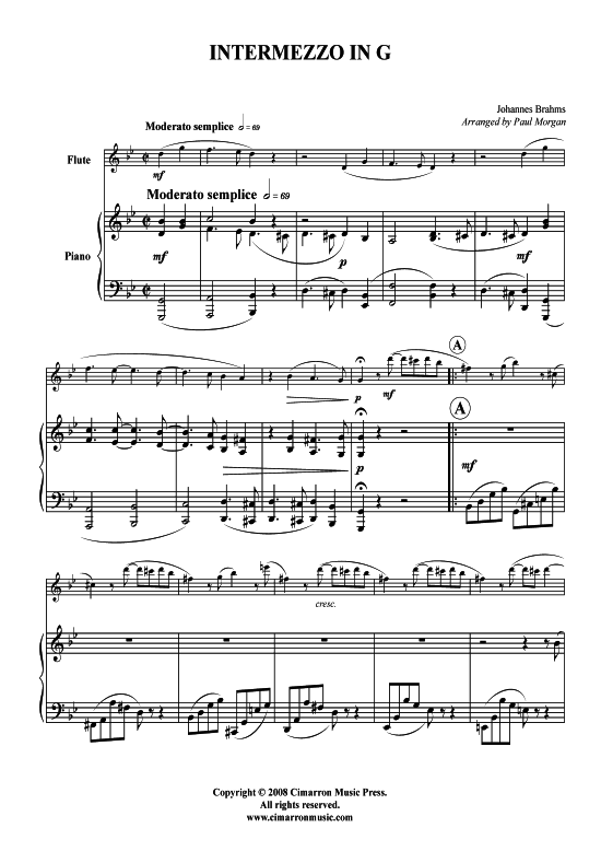 Intermezzo in G-Moll (Querfl ouml te + Klavier) (Klavier  Querfl te) von Johannes Brahms