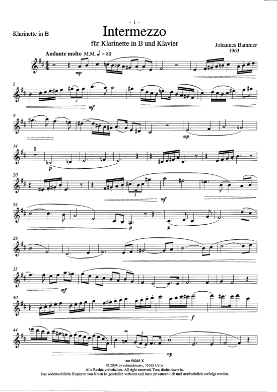 Intermezzo (Klavier + Klarinette) (Klavier  Klarinette) von Johannes Bammer (1963)
