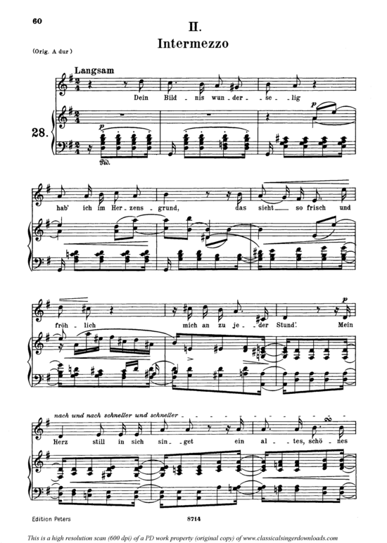 intermezzo Op.39 No.2 (Gesang mittel + Klavier) (Klavier  Gesang mittel) von Robert Schumann