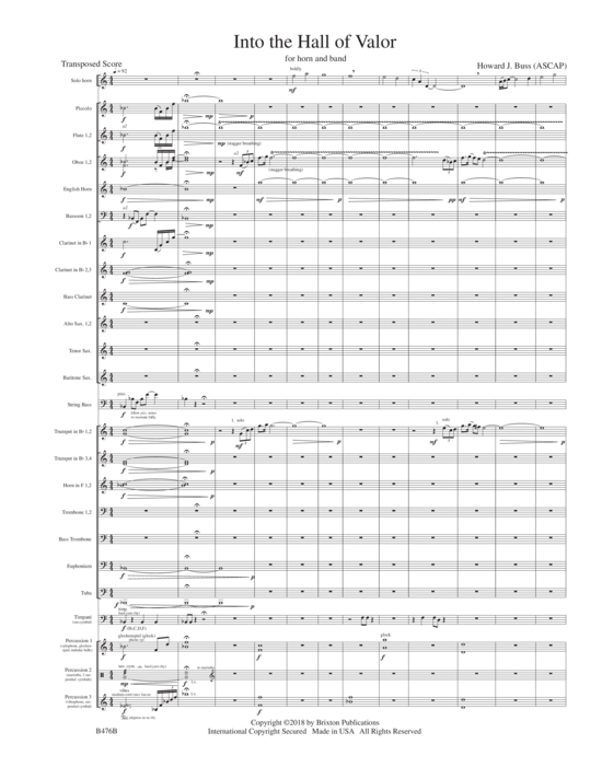 Into the Hall of Valor (Horn und Concert Band) (Concert Band  Solo Instrument) von Howard J. Buss