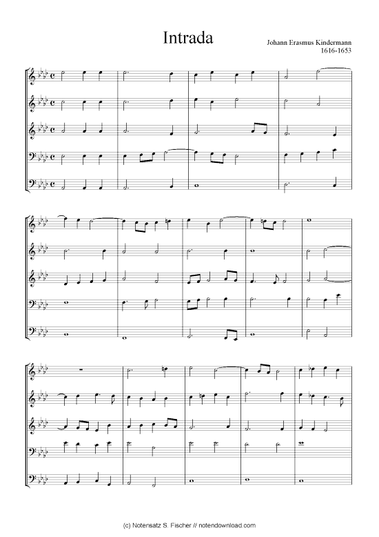 Intrada (As-Dur (Quintett Bl ser klingend)) (Posaunenchor) von Johann Erasmus Kindermann 1616-1653