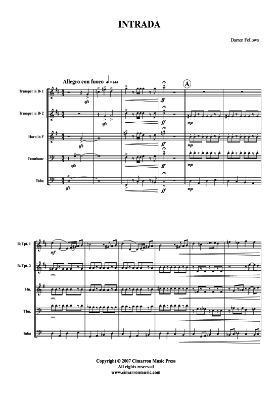Intrada (Blechbl auml serquintett) (Quintett (Blech Brass)) von Darren Fellows