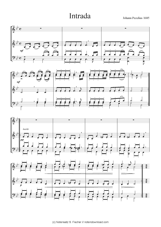 Intrada IV (Quintett Bl ser klingend) (Posaunenchor) von Johann Pezelius 1685
