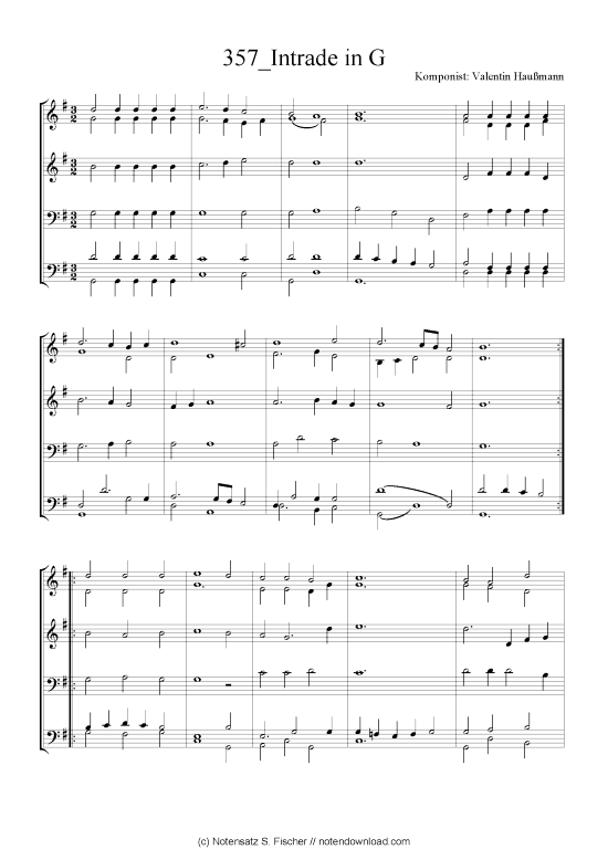 Intrade in G (Quartett in C) (Quartett (4 St.)) von Valentin Hau mann