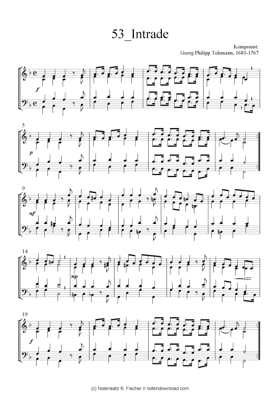 Intrade (Quartett in C) (Quartett (4 St.)) von Georg Philipp Telemann 1681-1767