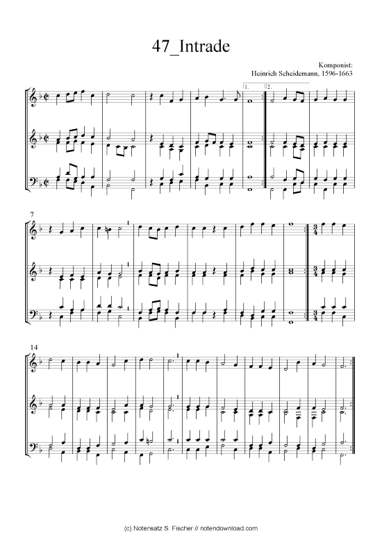 Intrade (Quartett in C) (Quartett (4 St.)) von Heinrich Scheidemann 1596-1663