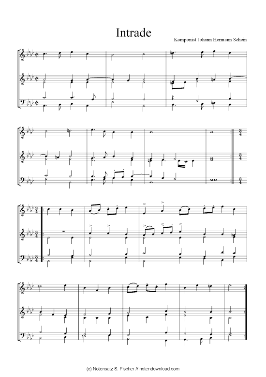 Intrade (Quartett in C) (Quartett (4 St.)) von Johann Hermann Schein