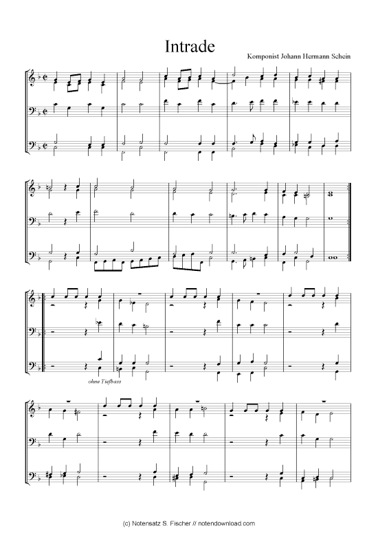 Intrade (Quartett in C) (Quartett (4 St.)) von Johann Hermann Schein