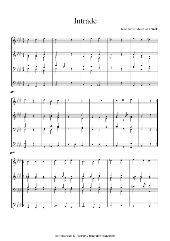 Intrade (Quartett in C) (Quartett (4 St.)) von Melchior Franck