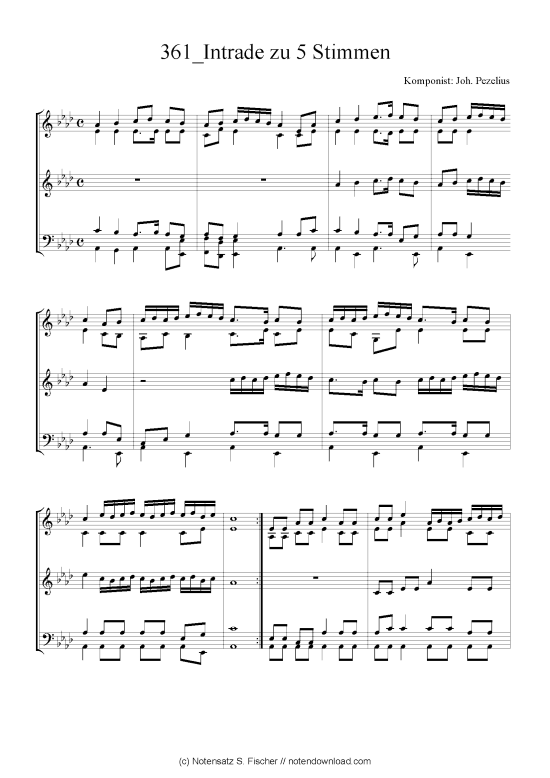 Intrade zu Stimmen (Quartett in C) (Quartett (4 St.)) von Joh. Pezelius