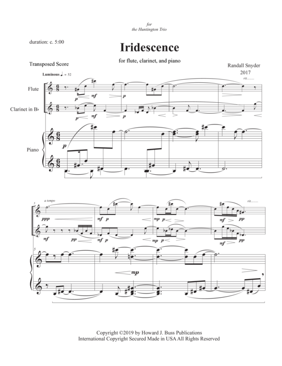Iridescence (Fl te Klarinette und Klavier) (Trio (Klavier  2 St.)) von Randall Snyder