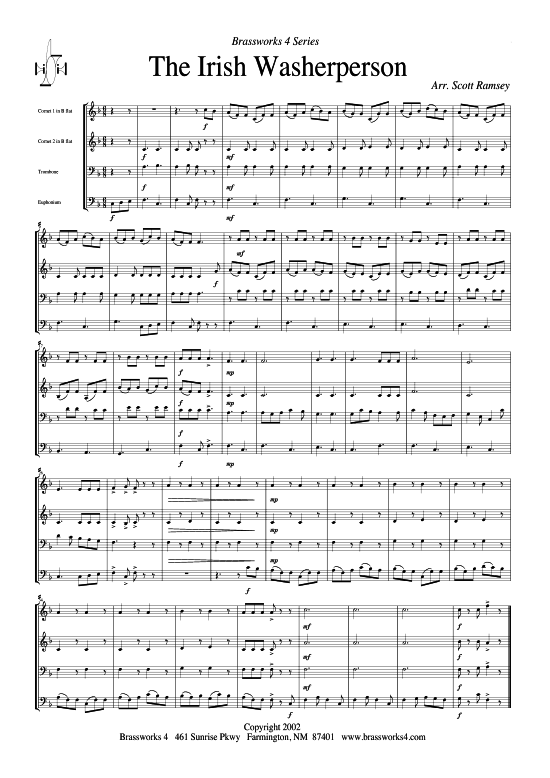 Irish Washerperson (2xTromp in B Horn in F (Pos) Pos) (Quartett (Blech Brass)) von Traditional