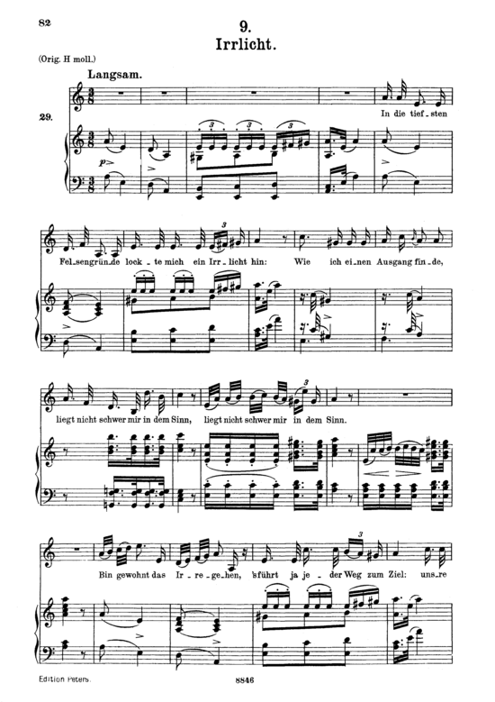 Irrlicht D.911-9 (Winterreise) (Gesang mittel + Klavier) (Klavier  Gesang mittel) von Franz Schubert