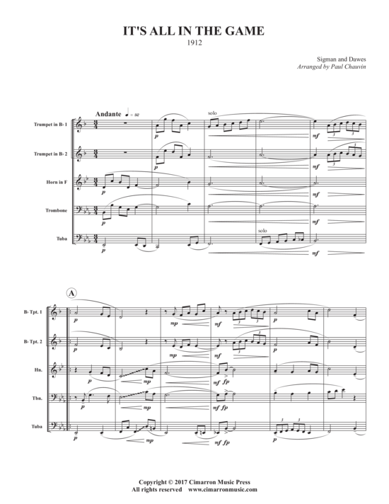 It acute s All in the Game (Blechbl auml serquintett) (Quintett (Blech Brass)) von Sigman And Dawes