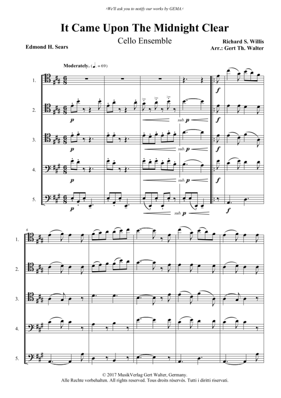 It Came Upon The Midnight Clear (Cello Quintett) (Quintett (Violoncello)) von Richard S. Willis
