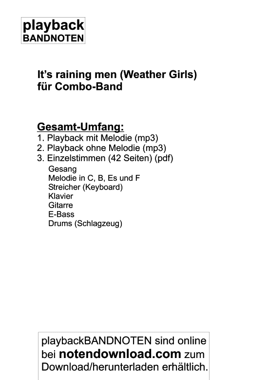 It s raining men (Combo-Band komplett) (Combo Band) von Weather Girls