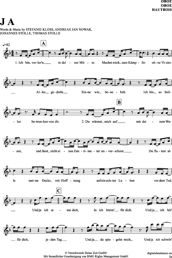 Ja (Oboe) (Oboe Fagott) von Silbermond