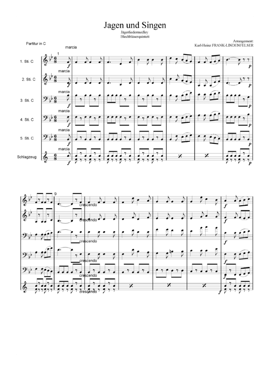 Jagen und Singen (J gerlieder) (Blechbl ser Quintett - flexible Besetzung + Schlagzeug) (Quintett (Blech Brass)) von Traditional