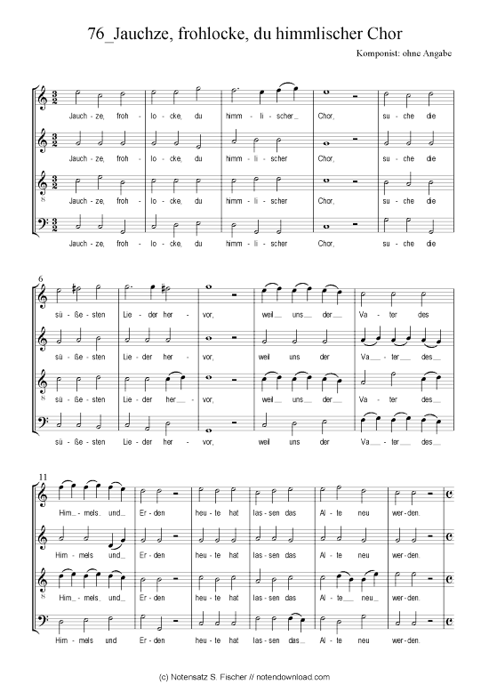 Jauchze frohlocke du himmlischer Chor (Gemischter Chor) (Gemischter Chor) von Neujahrsmotette