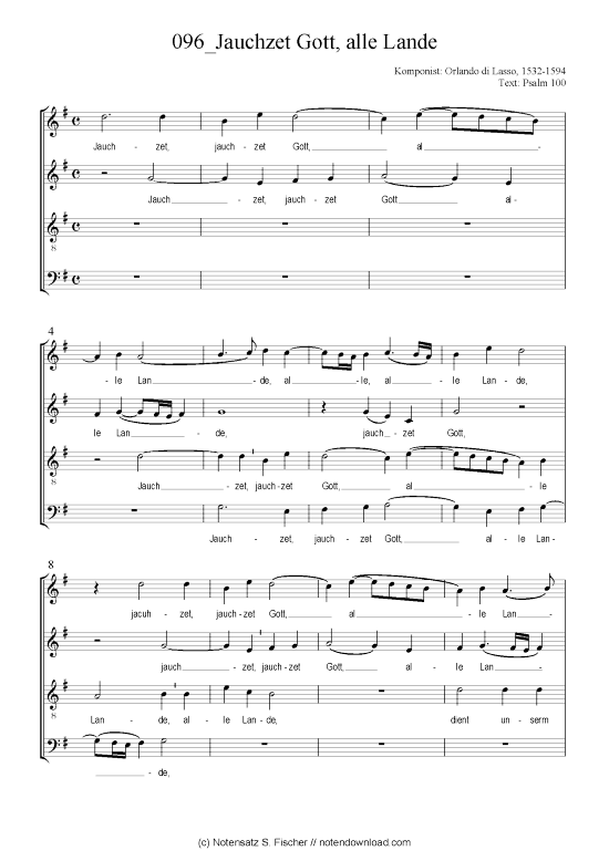 Jauchzet Gott alle Lande (Gemischter Chor) (Gemischter Chor) von Chorsatz Alte Meister