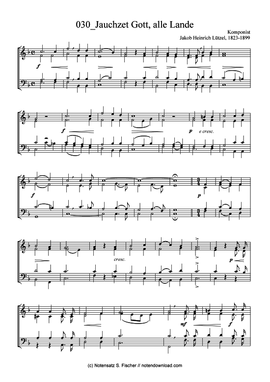 Jauchzet Gott alle Lande (Posaunenchor) (Posaunenchor) von Jakob Heinrich L tzel 1823-1899