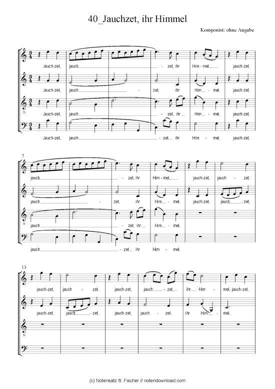 Jauchzet ihr Himmel (Gemischter Chor) (Gemischter Chor) von Motette ber Jes. 49 13