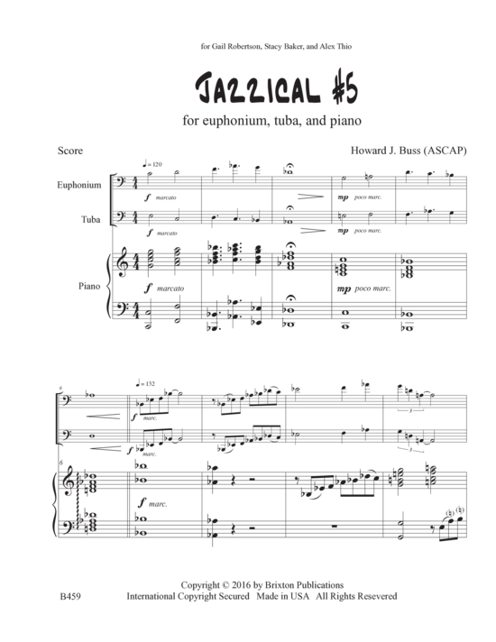 Jazzical 5 (Euphonium Tuba und Klavier) (Trio (Klavier  2 St.)) von Howard J. Buss