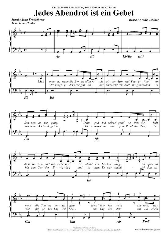 Jedes Abendrot ist ein Gebet (Klavier Gesang  Gitarre) von Kastelruther Spatzen