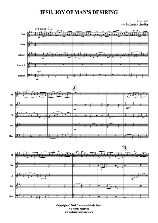 Jesu bleibet meine Freude (Holzbl auml ser-Quintett) (Quintett (Holzbl ser)) von J. S. Bach