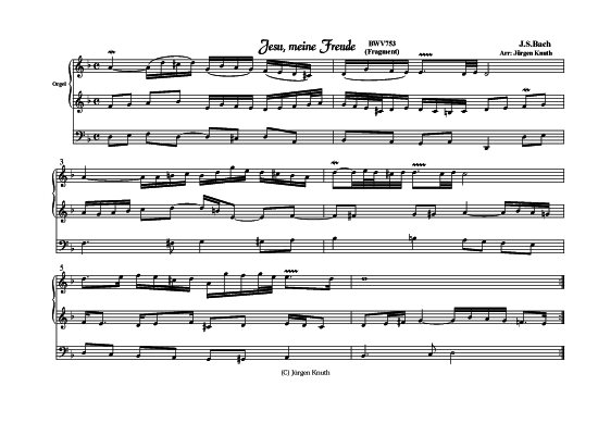 Jesu meine Freude BWV753 (Fragment) (Orgel Solo) (Orgel Solo) von Johann-Sebastian Bach arr. J rgen Knuth