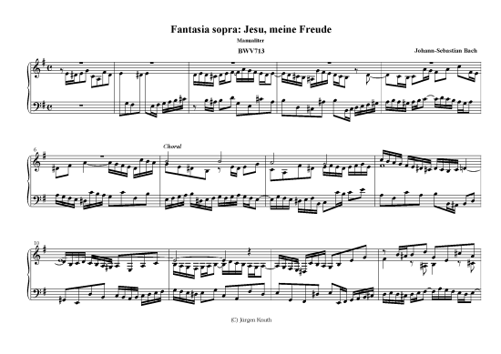 Jesu meine Freude Fantasia sopra (Orgel Solo) (Orgel Solo) von J. S. Bach (aus BWV713)