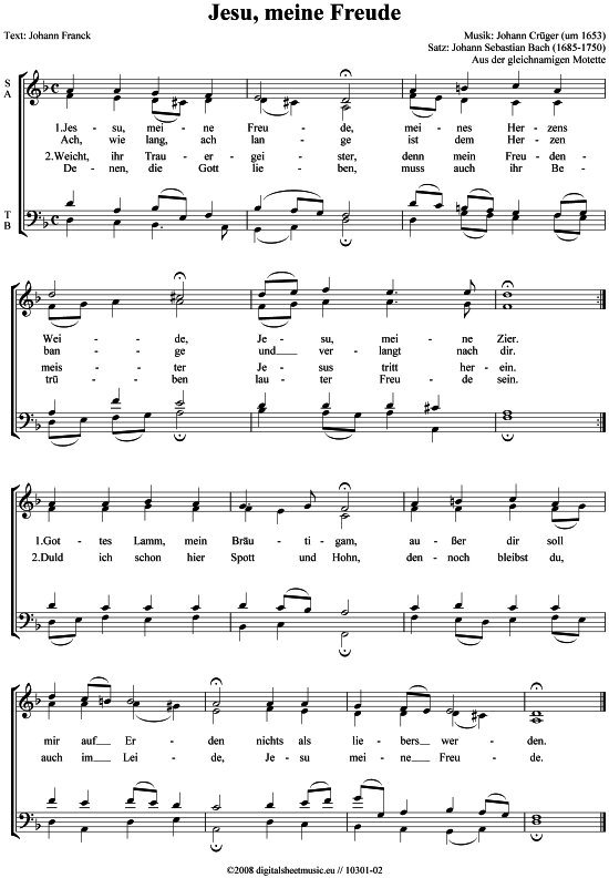 Jesu meine Freude (Gemischter Chor) (Gemischter Chor) von J.S. Bach (1685-1750)