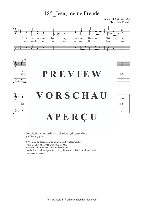 Jesu meine Freude (Gemischter Chor SAB) (Gemischter Chor (SAB)) von Cr ger 1556  Joh. Franck