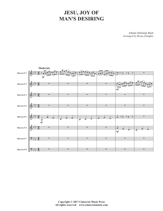 Jesu meine Freude (Jesu Joy of Man acute s Desiring) (Horn Ensemble 1-8 H ouml rner) (Ensemble (Blechbl ser)) von J.S. Bach