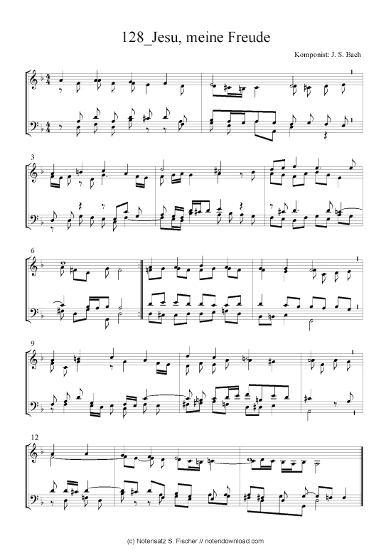 Jesu meine Freude (Quartett in C) (Quartett (4 St.)) von J. S. Bach
