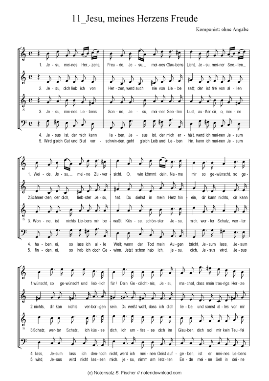 Jesu meines Herzens Freude (Gemischter Chor) (Gemischter Chor) von 1668